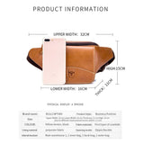 Large Capacity Cowhide Waist Bag For Men - Black - Top-Down View