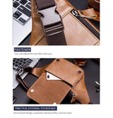 Large Capacity Cowhide Waist Bag For Men - Black - Close-Up Angle