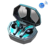 Wireless Bluetooth 5.2 Earphones with Low Delay and Hi-fi Sound Black with Breathing Light - Front View