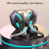 Wireless Bluetooth 5.2 Earphones with Low Delay and Hi-fi Sound Black with Breathing Light - Top-Down View