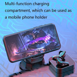 Wireless Bluetooth 5.2 Earphones with Low Delay and Hi-fi Sound Black with Breathing Light - Rear View