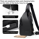 Men Outdoor Chest Bag Messenger Bag - Black - 45-Degree Angle