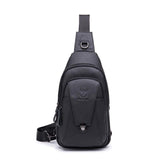 Men Leather Multi Function Shoulder Bag - Black