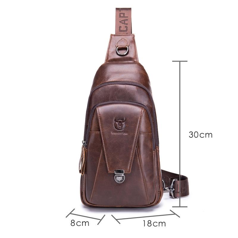 Men Leather Multi Function Shoulder Bag - Black