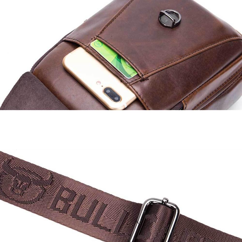 Men Leather Multi Function Shoulder Bag - Black