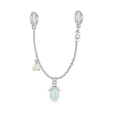 925 Sterling Silver Water Drop Safety Chain Bracelet - Front View