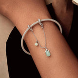 925 Sterling Silver Water Drop Safety Chain Bracelet - Close-Up Angle