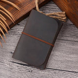 Retro Passport Wallet For Travel Crazy Horse Skin - Brown