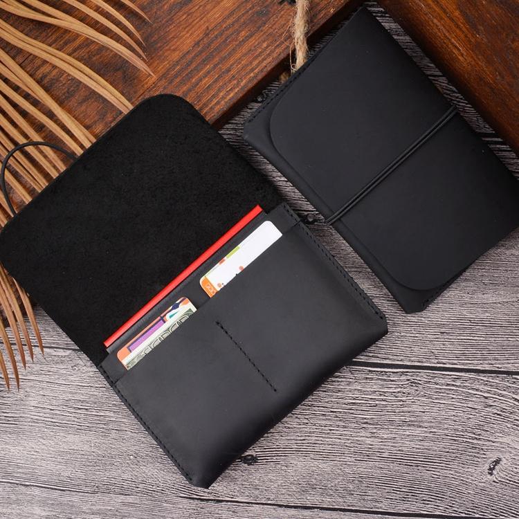 Retro Passport Wallet For Travel Crazy Horse Skin - Brown