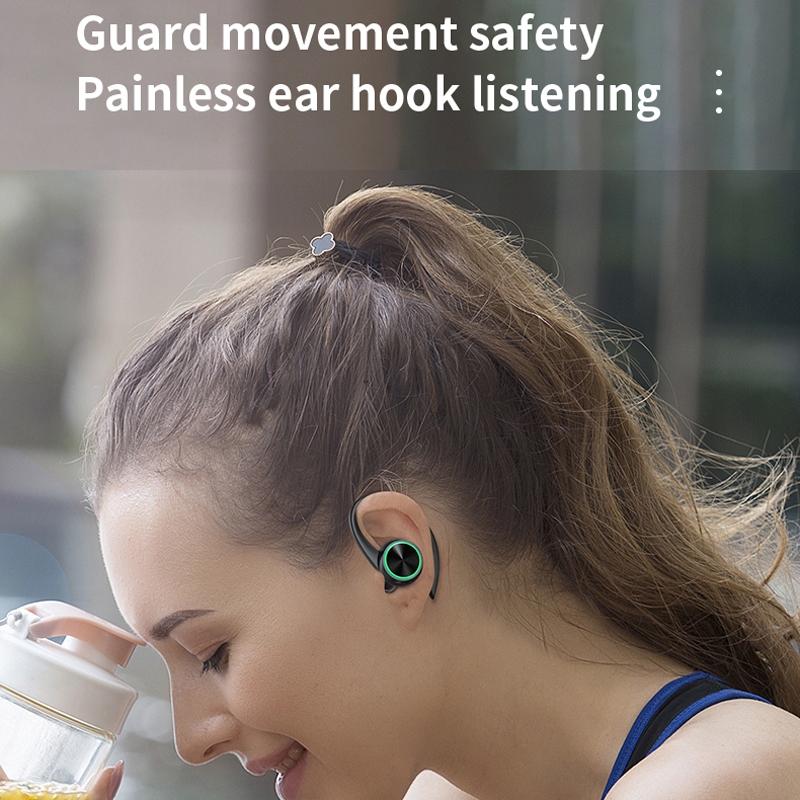 Wireless Bluetooth Earphones with Charging Bin and Digital Display - Black