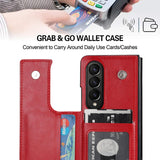 For Samsung Galaxy z Fold4 5G Foldable Phone Case with Double Buckle Card Slot - White