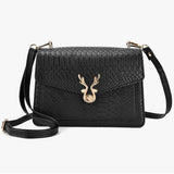 Stylish Crocodile Leather Crossbody Phone Bag - Black