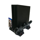 Vertical Cooling Stand with Dual Controller Charger for Ps4 - Black - Side View