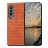 For Samsung Galaxy Z Fold4 5G Foldable Crocodile Texture Phone Case - Pu Leather - Black
