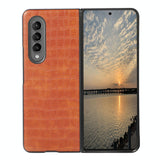 For Samsung Galaxy Z Fold4 5G Foldable Crocodile Texture Phone Case - Pu Leather - Black - Front View