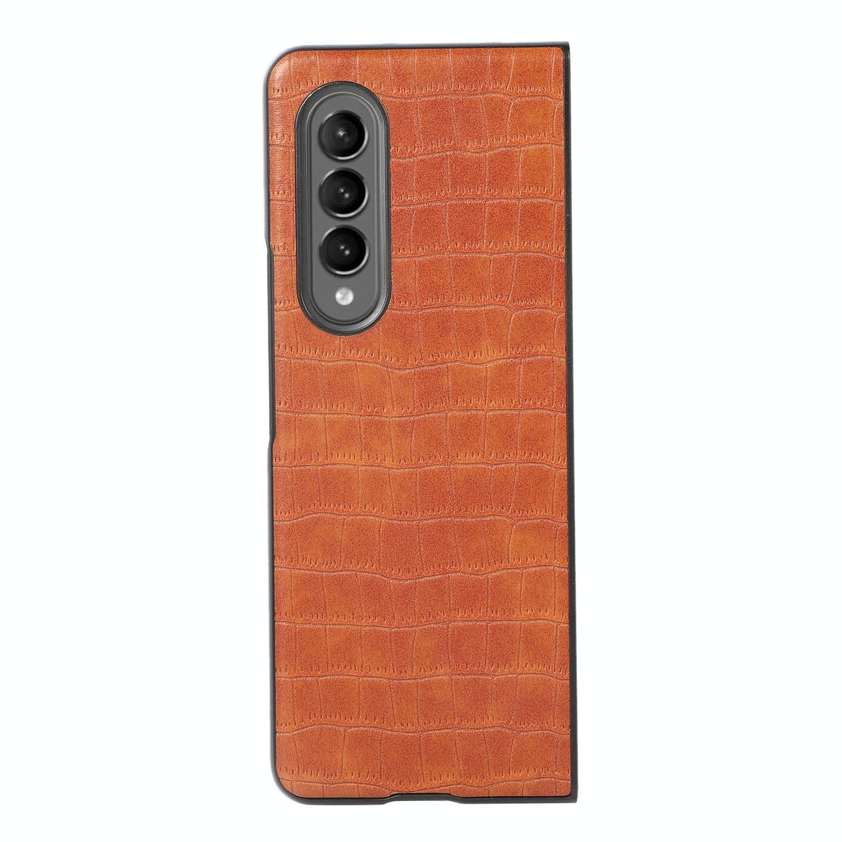 For Samsung Galaxy Z Fold4 5G Foldable Crocodile Texture Phone Case - Pu Leather - Black
