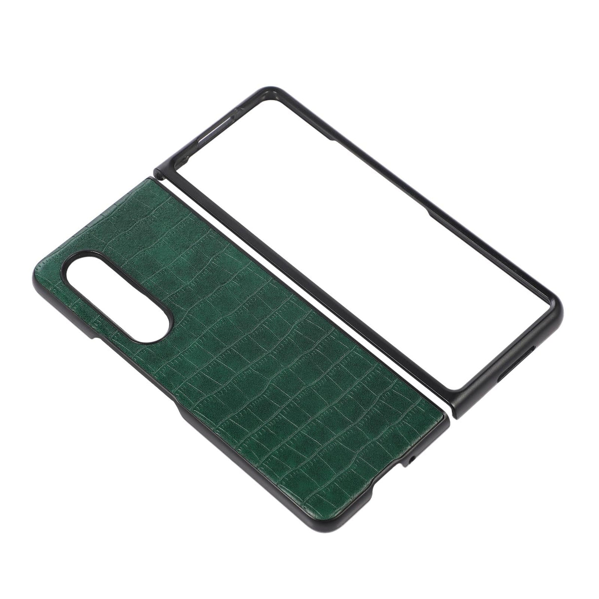 For Samsung Galaxy Z Fold4 5G Foldable Crocodile Texture Phone Case - Pu Leather - Black