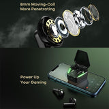 Wireless Gaming Earbuds - True Stereo Bluetooth 5.0 White - Rear View