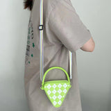 Mini Diamond Shaped Silicone Shoulder Bag - Rosered - Rear View