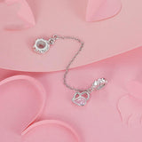 925 Sterling Silver Valentine Heart Lock Safety Chain For Diy Beading - Side View