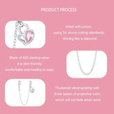 925 Sterling Silver Valentine Heart Lock Safety Chain For Diy Beading - 45-Degree Angle