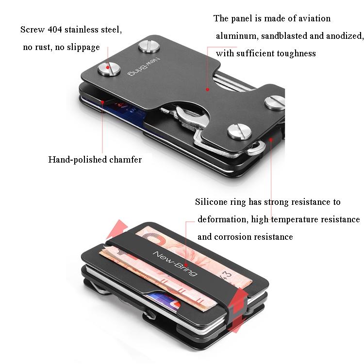 Multifunctional Edc Wallet For Keys & U Disk New Bring Metal Card Holder - Black