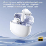Wireless Dual Noise-cancelling Bluetooth Earphones for Music and Calls - Ivory White - Side View