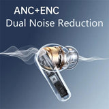 Wireless Dual Noise-cancelling Bluetooth Earphones for Music and Calls - Ivory White - 45-Degree Angle