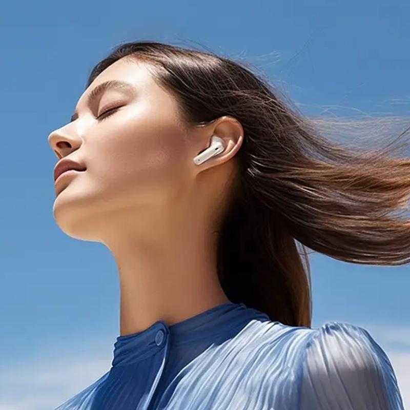 Wireless Dual Noise-cancelling Bluetooth Earphones for Music and Calls - Ivory White