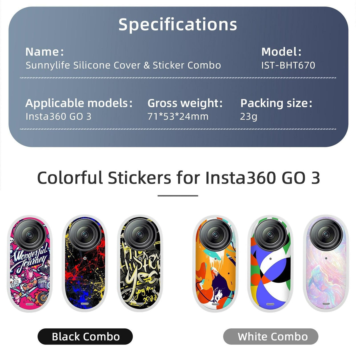 Insta360 Go 3 Silicone Case with Cooling Skin and Neck Strap - White