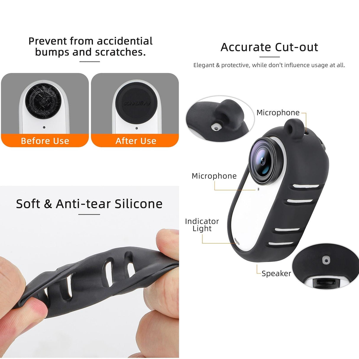 Insta360 Go 3 Silicone Case with Cooling Skin and Neck Strap - White