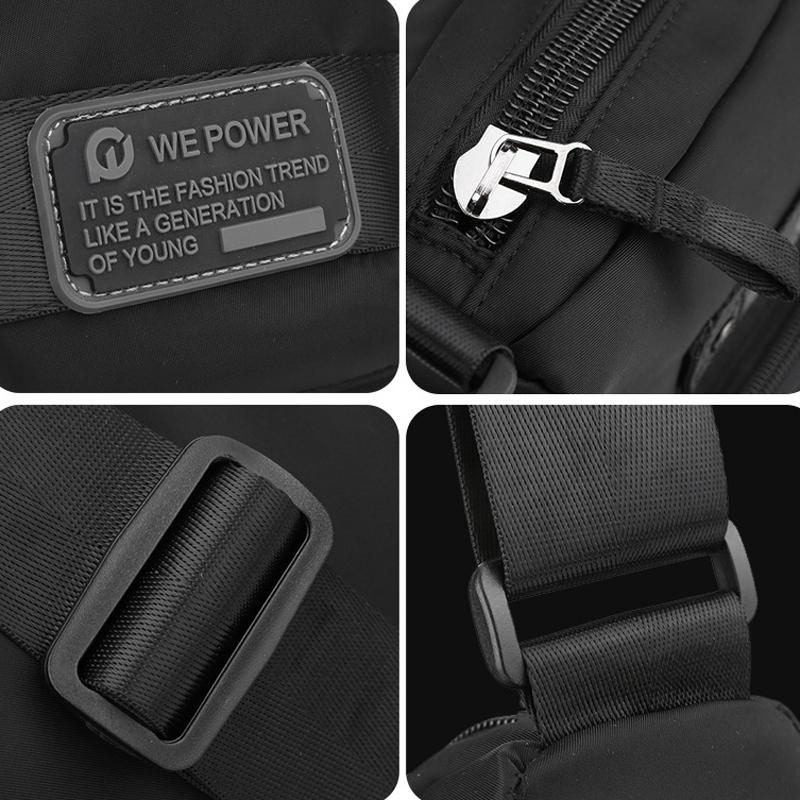 Crossbody Shoulder Bag For Casual Men Outdoor Functionality - Black