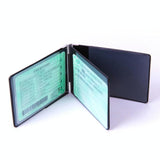 Metal Driver License Holder Fits Most Vehicles - Stripe Black - Close-Up Angle