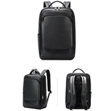 Large Business Laptop Backpack in First-layer Cowhide - Black - Side View