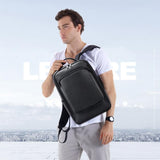 Large Business Laptop Backpack in First-layer Cowhide - Black - Top-Down View
