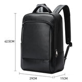 Large Business Laptop Backpack in First-layer Cowhide - Black - 45-Degree Angle