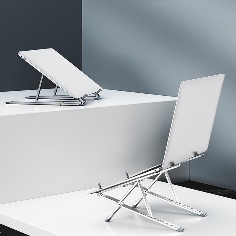 Adjustable Aluminum Laptop Cooling Bracket - Desktop - Gray
