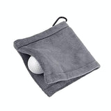 Grey Microfiber Golf Ball Cleaning Towel with Carabiner Hook - Front View