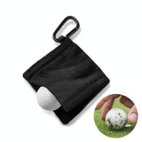 Grey Microfiber Golf Ball Cleaning Towel with Carabiner Hook - Side View