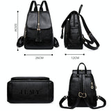 Leather Travel Backpack - Anti-theft Compact - Red - Top-Down View