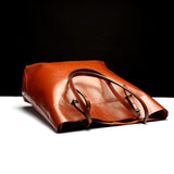 Stylish Shoulder Tote For Women - Retro Brown Horizontal Version