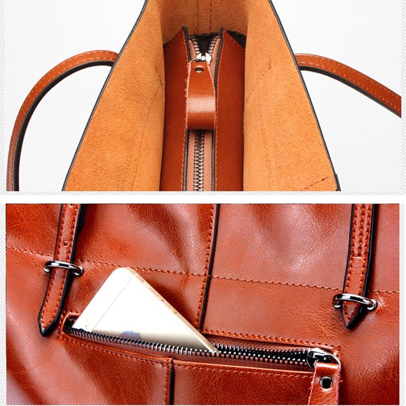 Stylish Shoulder Tote For Women - Retro Brown Horizontal Version