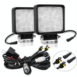 14W 9 - 30V 4 Inch Mixed Luminous Square Floodlight With Wire Set - Top-Down View