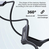 Waterproof Bone Conduction Bluetooth Earphones - Black - Low Angle