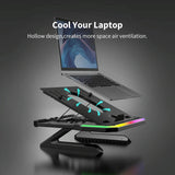 Adjustable Laptop Stand with 9 Levels of Lighting - Black - Rear View
