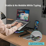 Adjustable Laptop Stand with 9 Levels of Lighting - Black - Low Angle