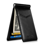 Ultra Thin Rfid Card Holder For Men Secure Multi Card Id Leather Case - Black - Low Angle