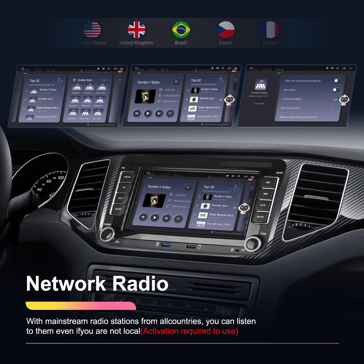 2 + 64G Carplay Android Navigation For Vw / Skoda - Reversing Camera - Large Screen