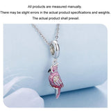 925 Sterling Silver Platinum Plated Pink Parrot Pendant - Rear View