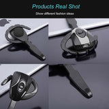 Business Bluetooth 5.0 Earphone with Hanging Ear Design - Black - 45-Degree Angle
